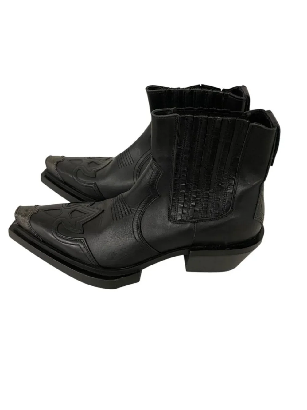 Zara Mens Leather Cowboy Boots EU 43 US 10 Black western Limited Ed 2011/420 New